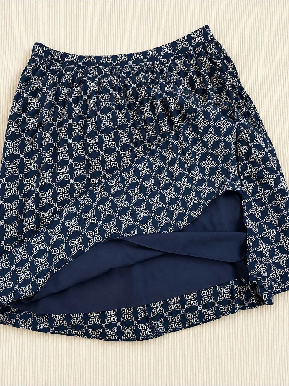 J.Crew Navy Floral Pleated A-Line Skirt Size 8 Lined